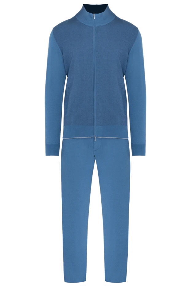 Cesare di Napoli мужские костюм спортивный мужской из шерсти, шёлка и кашемира голубой купить с ценами и фото 155024 - фото 1