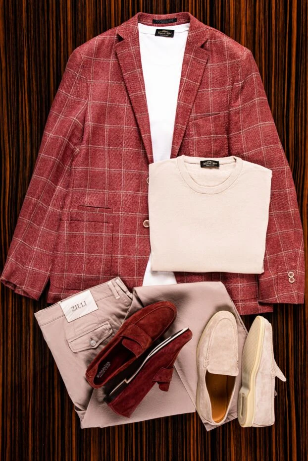 Corneliani pink wool and linen jacket for men 155028 - photo 2