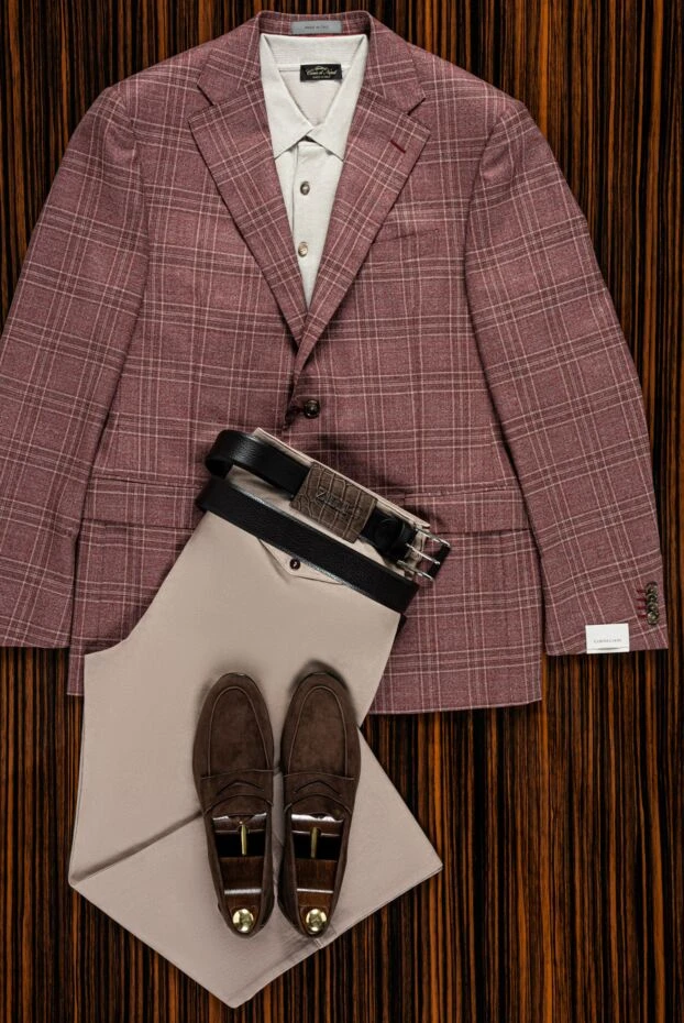 Corneliani men's wool jacket in a burgundy check 155034 - photo 2