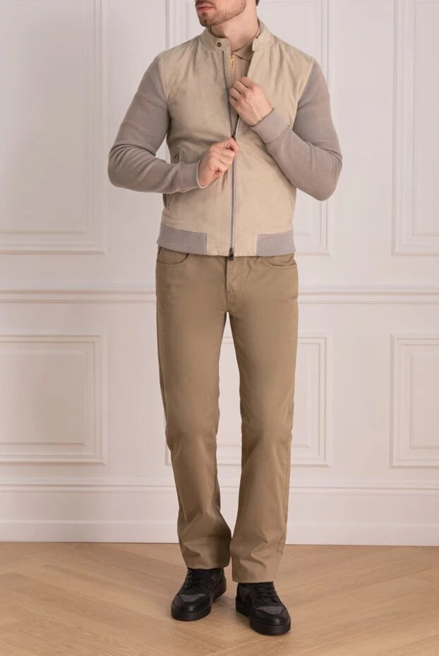 Corneliani man men's cardigan made of wool and suede, beige buy with prices and photos 155064 - photo 2