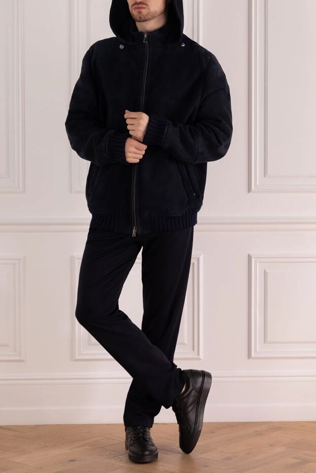 Enrico Mandelli man men's blue suede sheepskin coat buy with prices and photos 155108 - photo 2