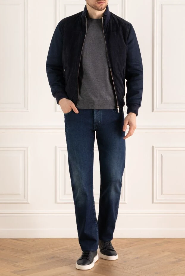 Enrico Mandelli man suede, cashmere and polyamide jacket blue for men buy with prices and photos 155109 - photo 2