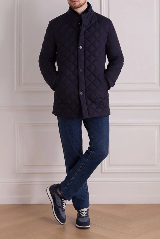 Enrico Mandelli man jacket with fur made of silk, wool and cashmere blue for men 155110 - photo 2