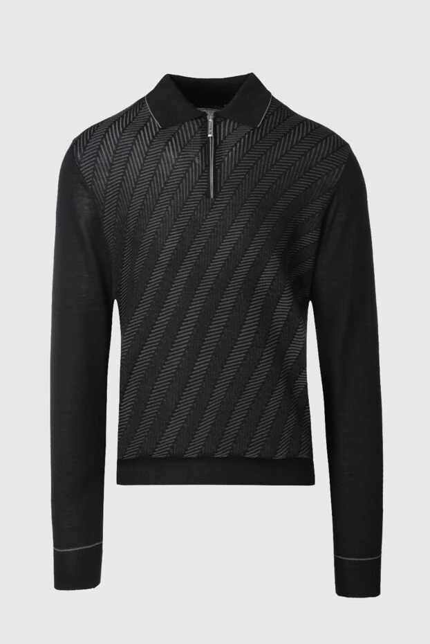 Stefano Ricci long-sleeved polo shirt made of silk and cashmere black for men 155166 - photo 1