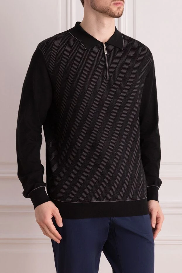 Stefano Ricci long-sleeved polo shirt made of silk and cashmere black for men 155166 - photo 3
