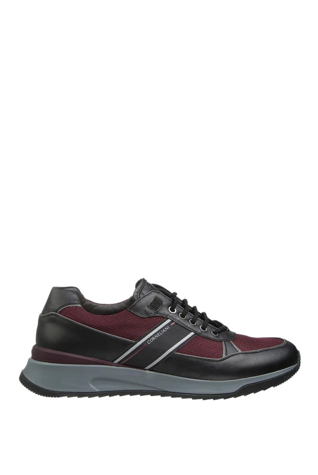 Corneliani burgundy textile and leather sneakers for men 155257 - photo 1