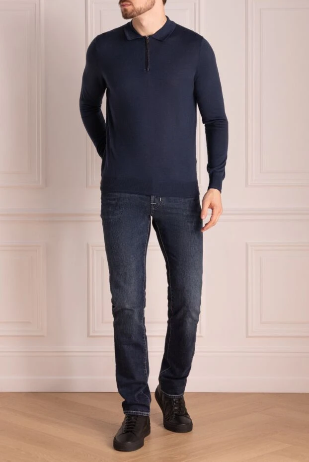 Torras man long sleeve cashmere & alligator polo blue for men buy with prices and photos 155283 - photo 2
