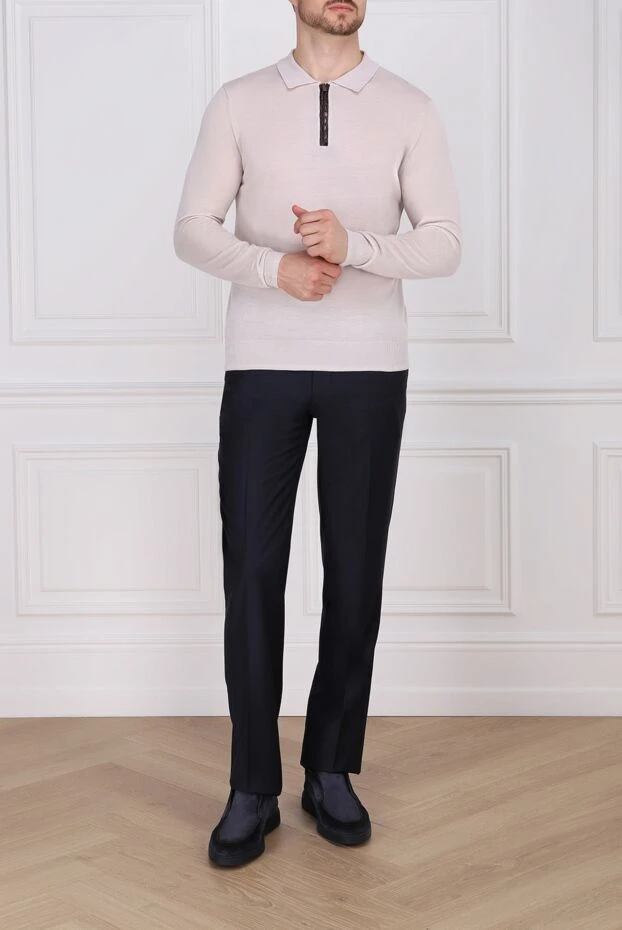 Torras long-sleeved polo with cashmere and alligator leather pink for men 195777 - photo 2