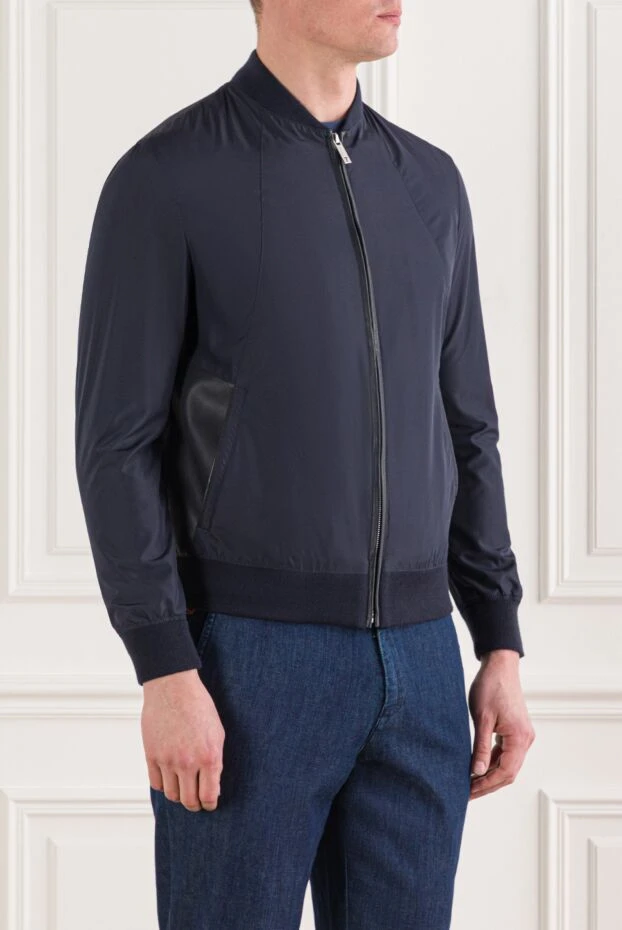 Torras blue microfiber bomber jacket with contrasting inserts 155288 - photo 3
