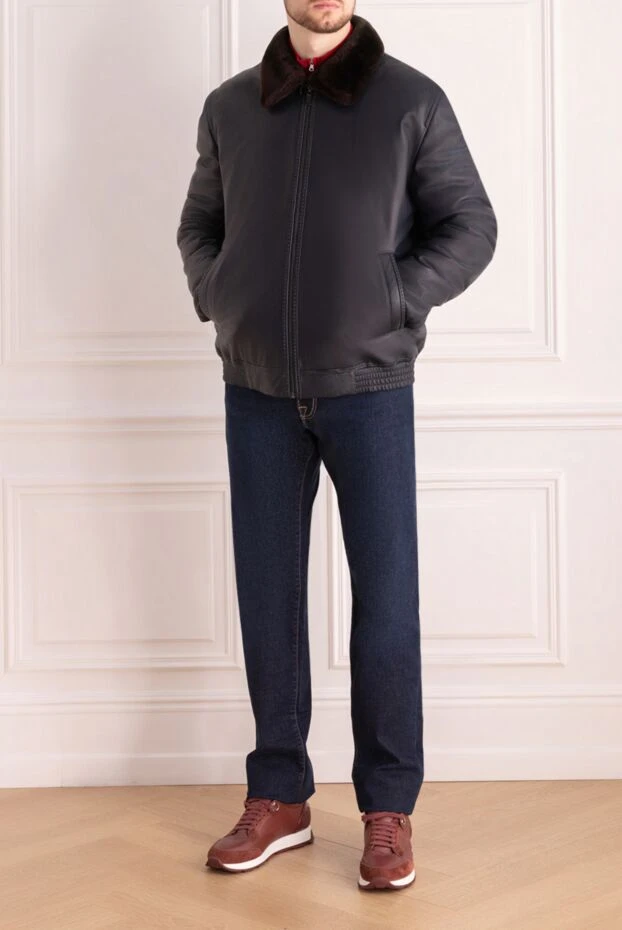 Torras мужские куртка на меху из натуральной кожи синяя мужская купить с ценами и фото 155295 - фото 2