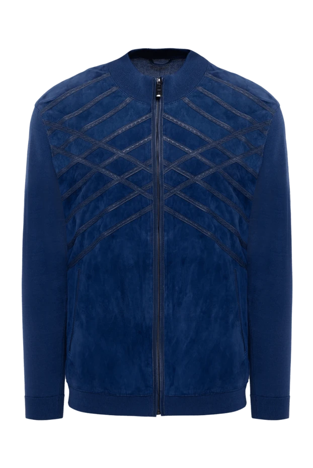 Torras blue suede and cotton cardigan for men 196560 - photo 1