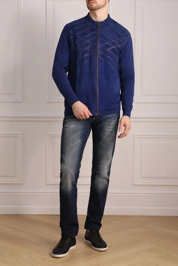 Torras man men's cardigan made of suede and cotton blue buy with prices and photos 155305 - photo 2