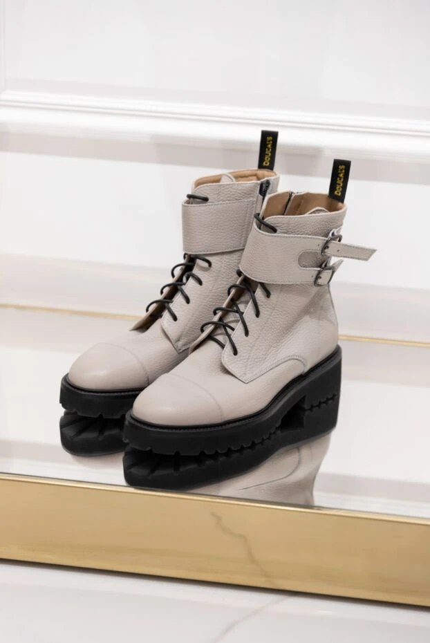 Doucal`s women's gray leather boots with a black sole 155312 - photo 2