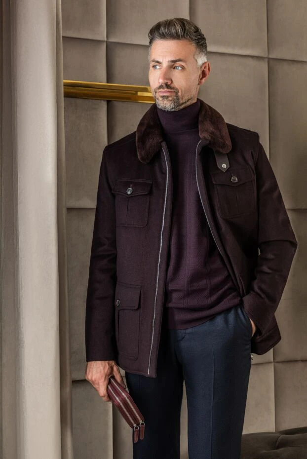 Seraphin jacket with cashmere fur burgundy for men 155340 - photo 2
