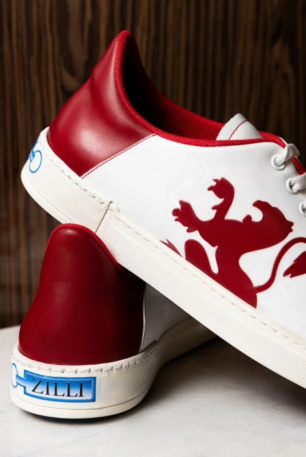 Zilli leather sneakers with red lion print and contrast heel 155365 - photo 3