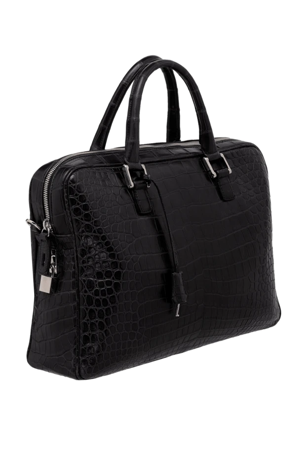 Tardini man briefcase in leather and carbon black for men 166020 - photo 3