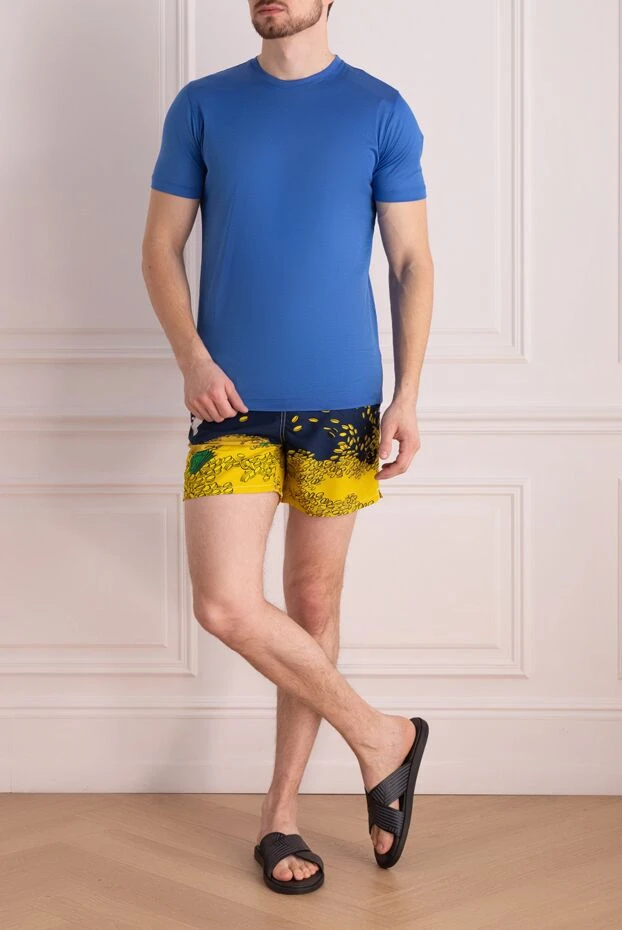 Cesare di Napoli t-shirt, tight-fitting, blue, made of elastic jersey, with short sleeves 196935 - photo 2