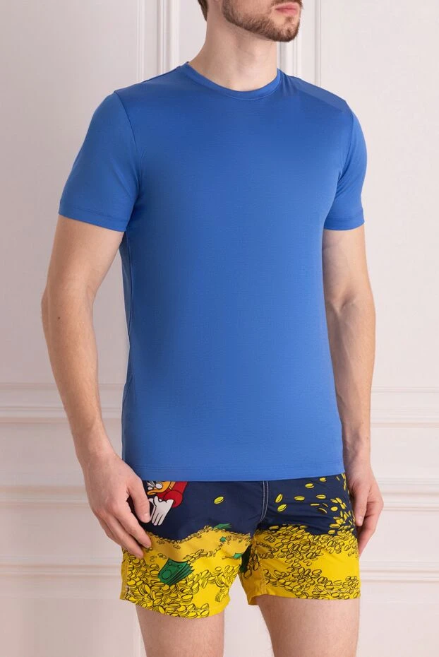 Cesare di Napoli t-shirt, tight-fitting, blue, made of elastic jersey, with short sleeves 196935 - photo 3