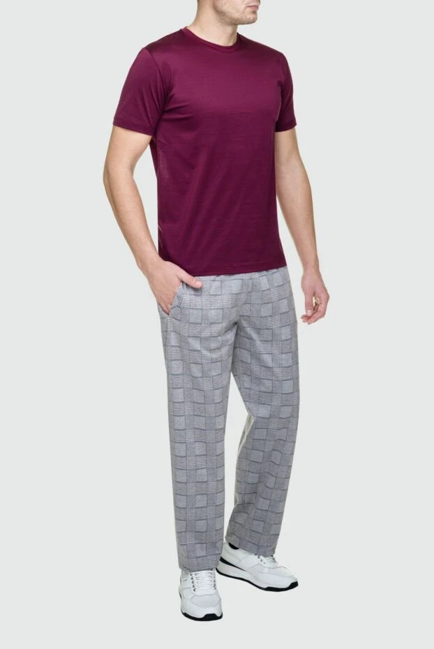 Cesare di Napoli breathable cotton t-shirt in burgundy color with straight cut 196507 - photo 2