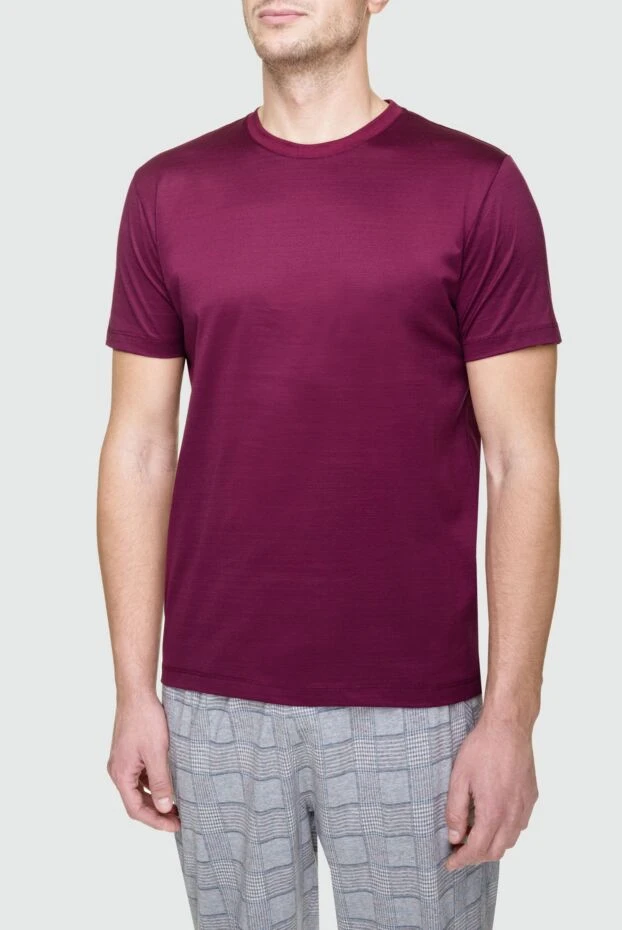 Cesare di Napoli breathable cotton t-shirt in burgundy color with straight cut 196507 - photo 3