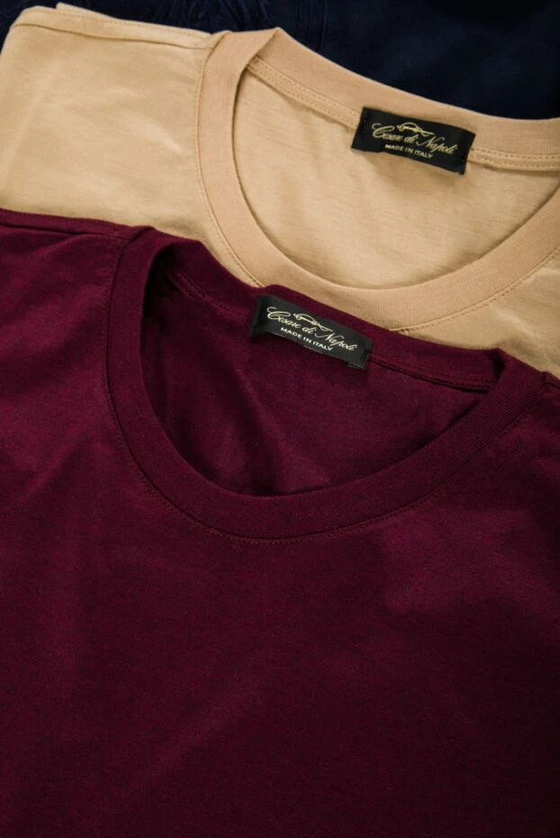 Cesare di Napoli футболка бордова з бавовни з класичним кроєм та круглим вирізом 155375 - фото 2