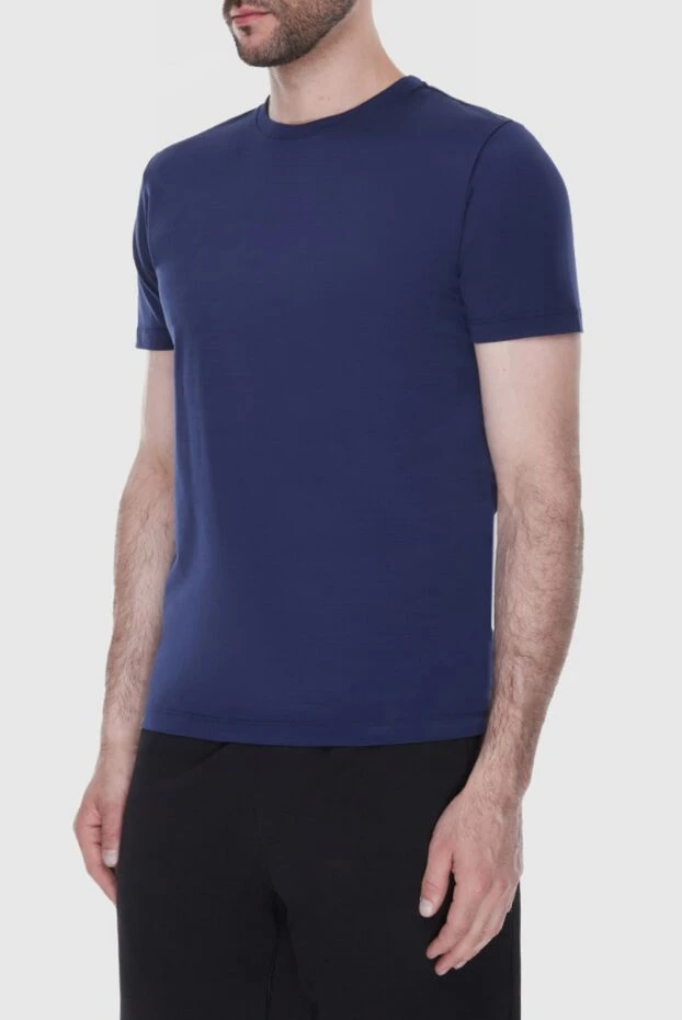 Cesare di Napoli men's t-shirt in rich blue color made of breathable jersey (markdown) 197960 - photo 3