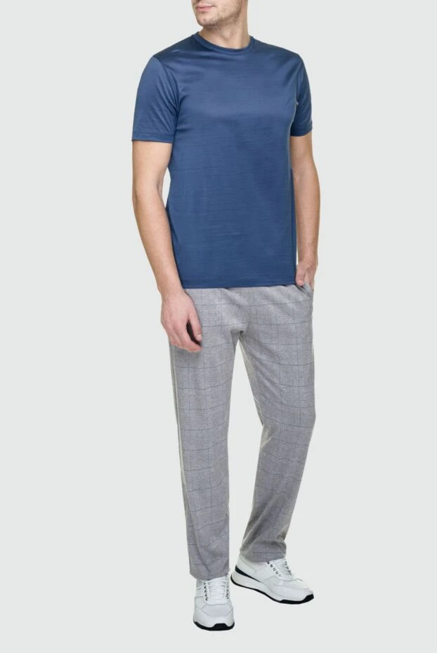 Cesare di Napoli plain t-shirt made of soft jersey in a complex blue tone 196974 - photo 3