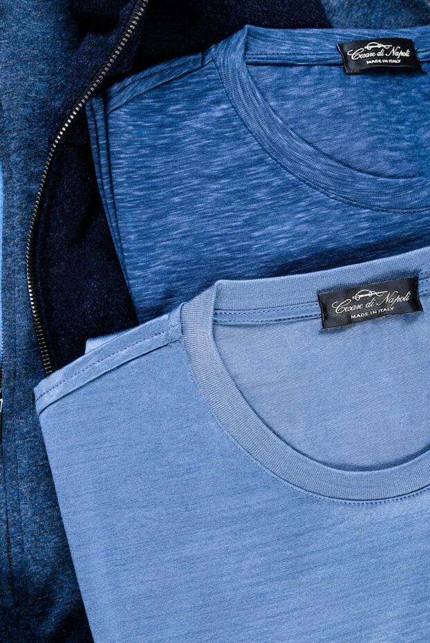 Cesare di Napoli футболка однотонна з м'якого трикотажу у складному синьому тоні 155380 - фото 2