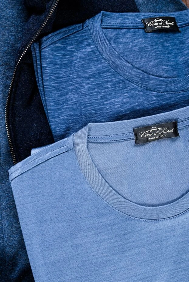 Cesare di Napoli футболка з бавовни, що дихає, з лаконічним дизайном в блакитно-синьому відтінку. 155383 - фото 2