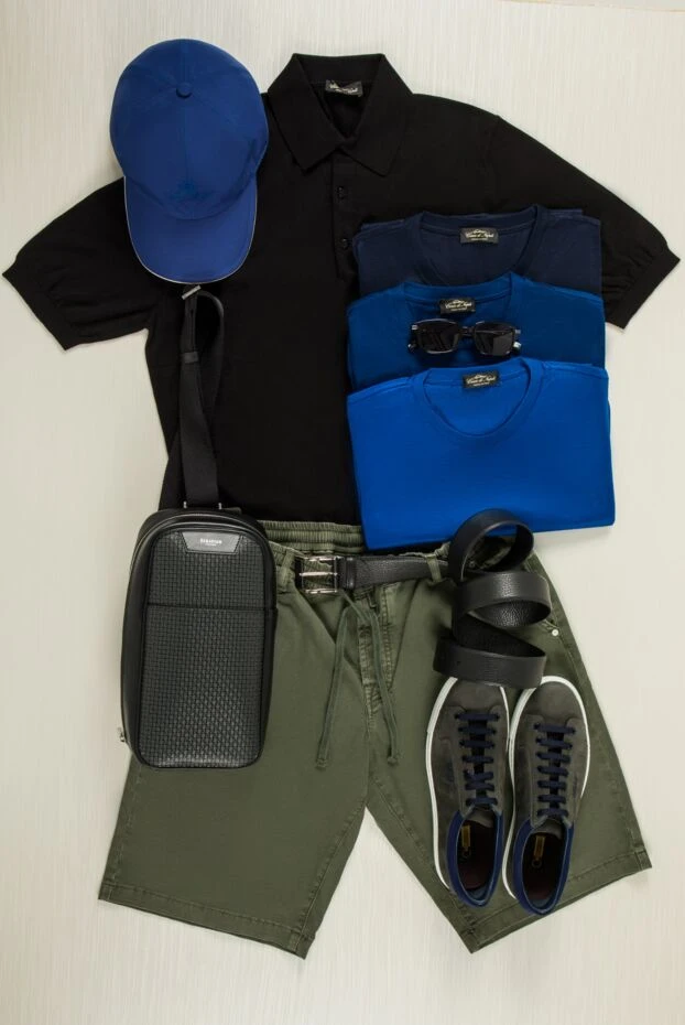 Cesare di Napoli футболка базова синя з гладкою текстурою і кроєм, що облягає. 155385 - фото 2