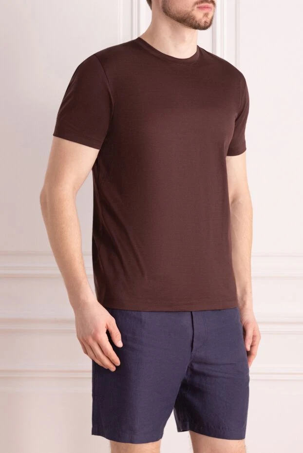 Cesare di Napoli men's fitted t-shirt in a warm brown shade 196934 - photo 3