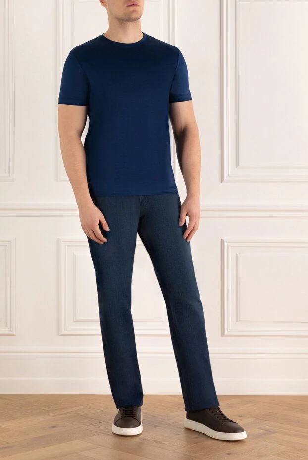 Cesare di Napoli мужские футболка из хлопка синяя мужская купить с ценами и фото 155396 - фото 2