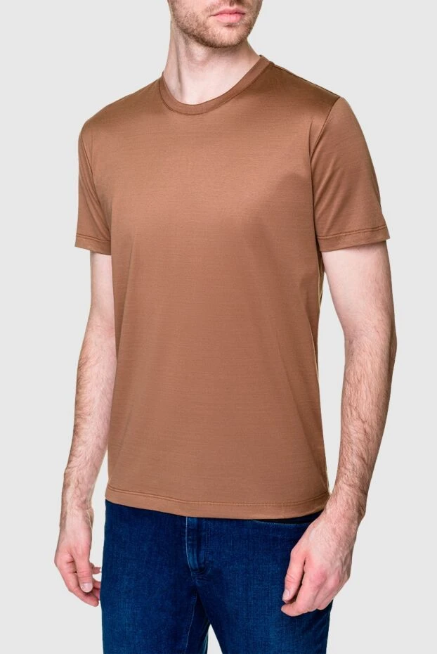 Cesare di Napoli мужские футболка из хлопка коричневая мужская купить с ценами и фото 155398 - фото 2
