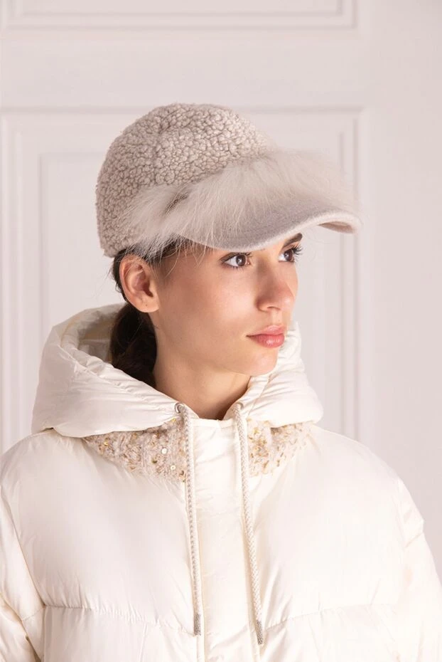 Panicale женские кепка из меха белая женская купить с ценами и фото 155478 - фото 2