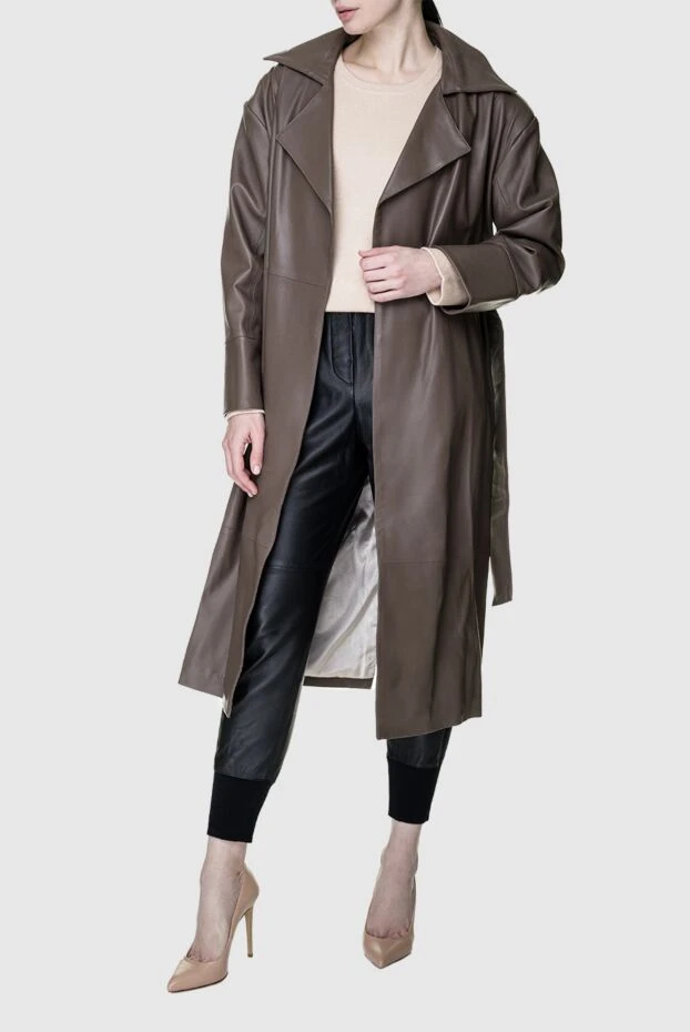 Fleur de Paris woman women's brown leather raincoat buy with prices and photos 155488 - photo 2