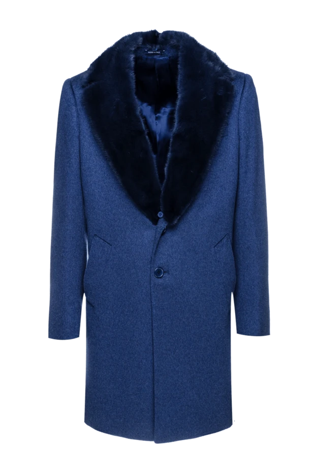 Blue cashmere and mink coat for men