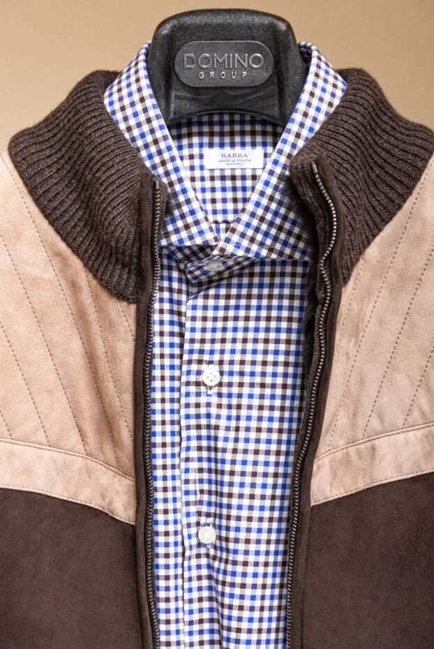 Barba Napoli клітчаста чоловіча сорочка з бавовни червоно-синього тону 155587 - фото 2