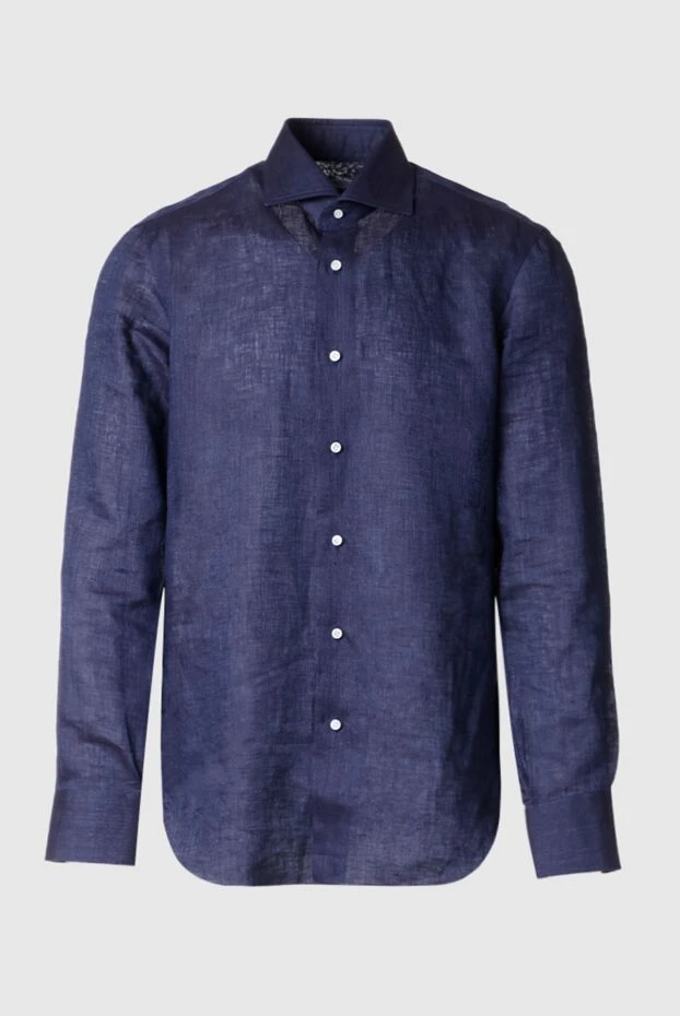 Barba Napoli man men's blue linen shirt 155589 - photo 1