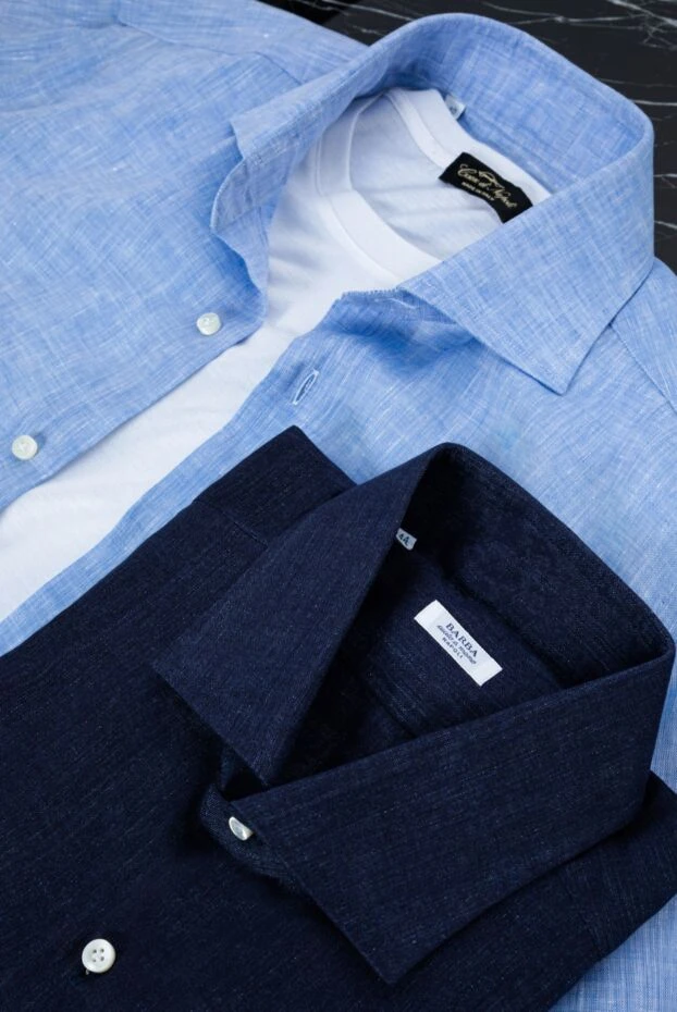 Barba Napoli men's shirt made of natural linen in a rich blue tone 155589 - photo 2