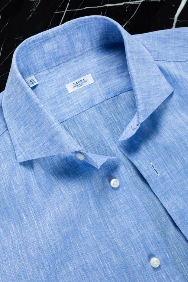 Barba Napoli men's linen shirt classic in blue 155590 - photo 3