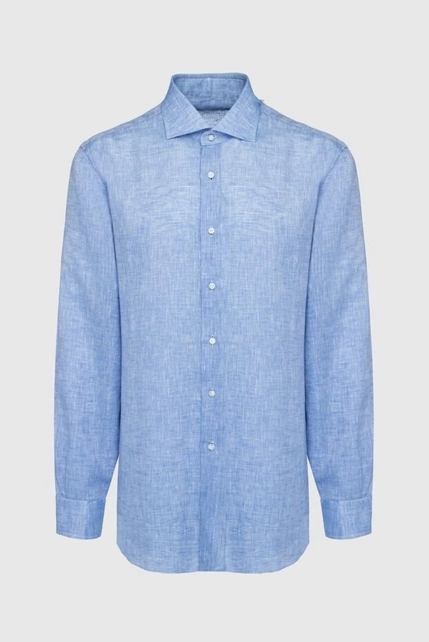 Barba Napoli man men's blue linen shirt 155590 - photo 1