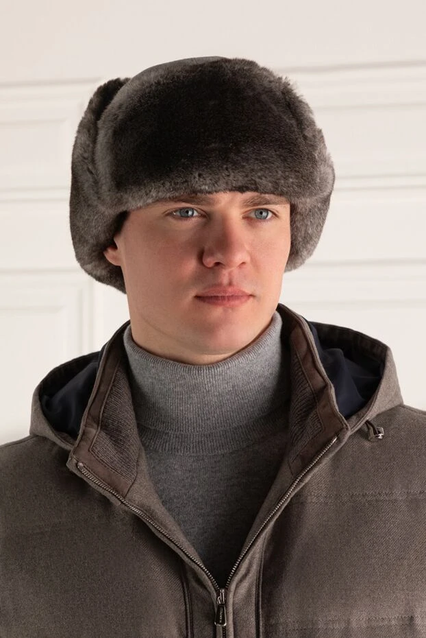 Enrico Mandelli man hat made of wool, cashmere and natural fur gray for men 155616 - photo 2