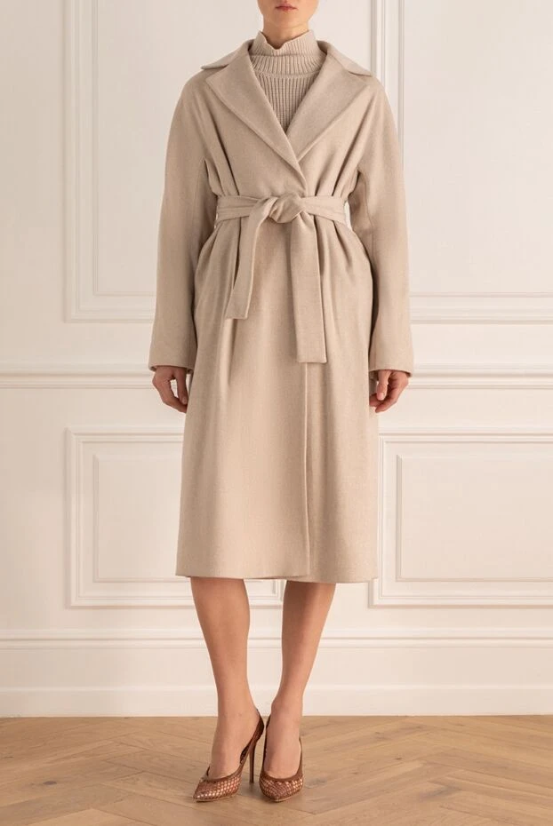 Cashmere & Silk Milano woman women's white wool coat buy with prices and photos 155620 - photo 2