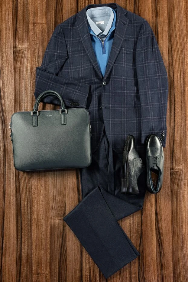 Cesare di Napoli men's wool suit trousers with a tapered cut and an accentuated crease 155623 - photo 2