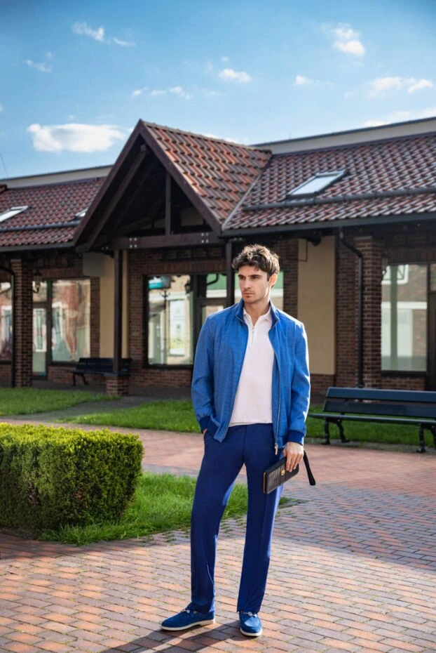 Cesare di Napoli men's wool trousers, formal, dark blue 155629 - photo 2