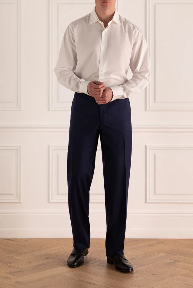 Cesare di Napoli мужские брюки из шерсти синие мужские купить с ценами и фото 155631 - фото 2
