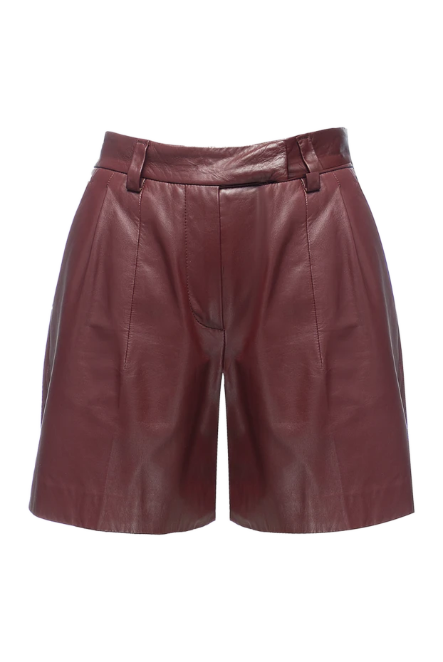 Brunello Cucinelli шорти зі шкіри бордові жіночі 155687 - фото 1