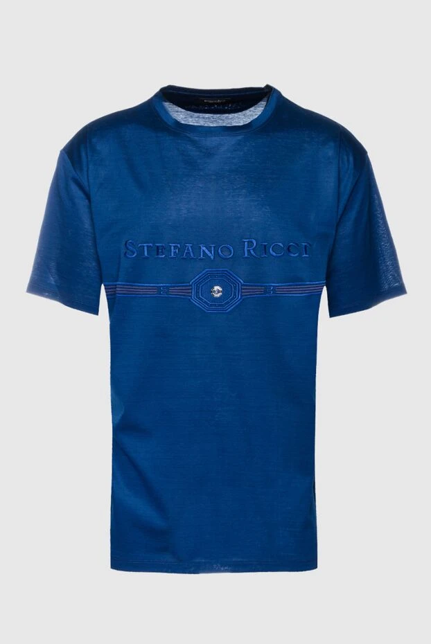 Stefano Ricci футболка з бавовни синя чоловіча 155773 - фото 1
