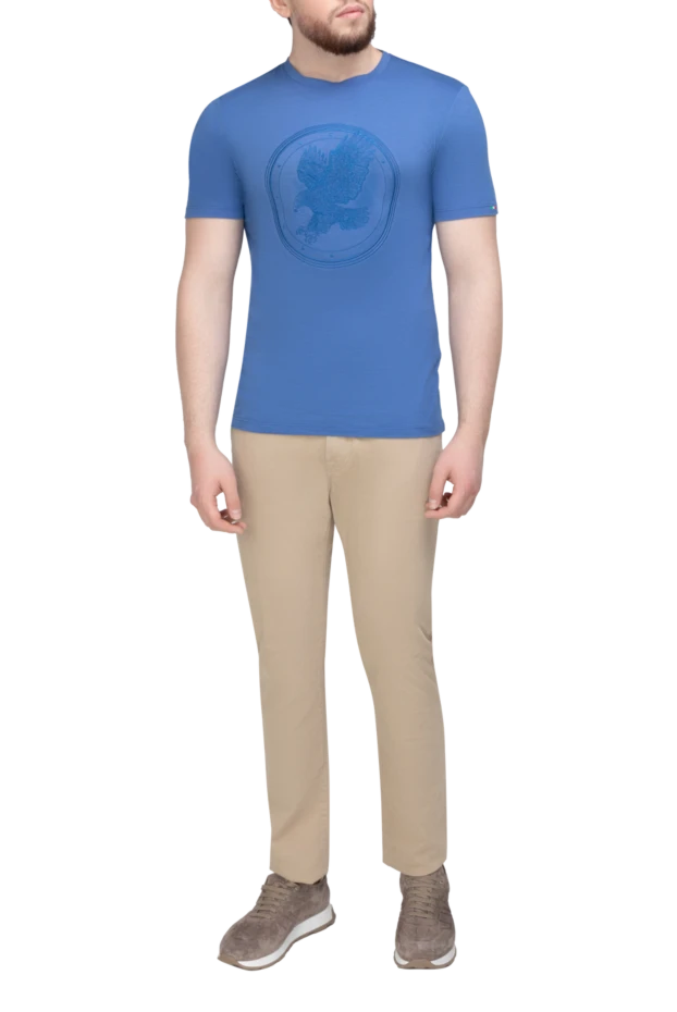 Stefano Ricci футболка з бавовни синя чоловіча 155773 - фото 2