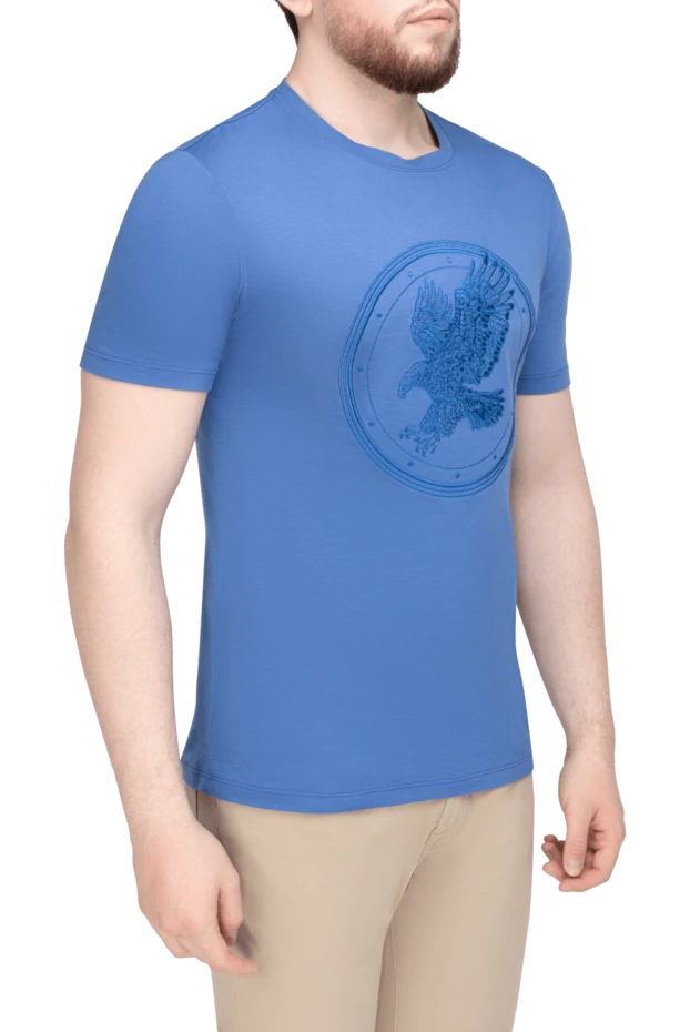 Stefano Ricci футболка з бавовни синя чоловіча 155773 - фото 3